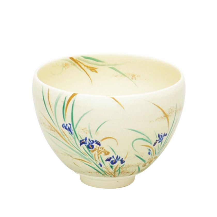 茶道具 抹茶茶碗（まっちゃちゃわん） 茶碗 色絵 杜若 今岡 三四郎  端午の節句 こどもの日 抹茶茶碗は茶の湯文化である表千家・裏千家の茶道具や抹茶を専門に扱う千紀園（せんきえん）が通販で販売しています。茶会また初心者向けのお稽古用にご利用いただける抹茶碗です。贈り物・ギフトにも人気です。