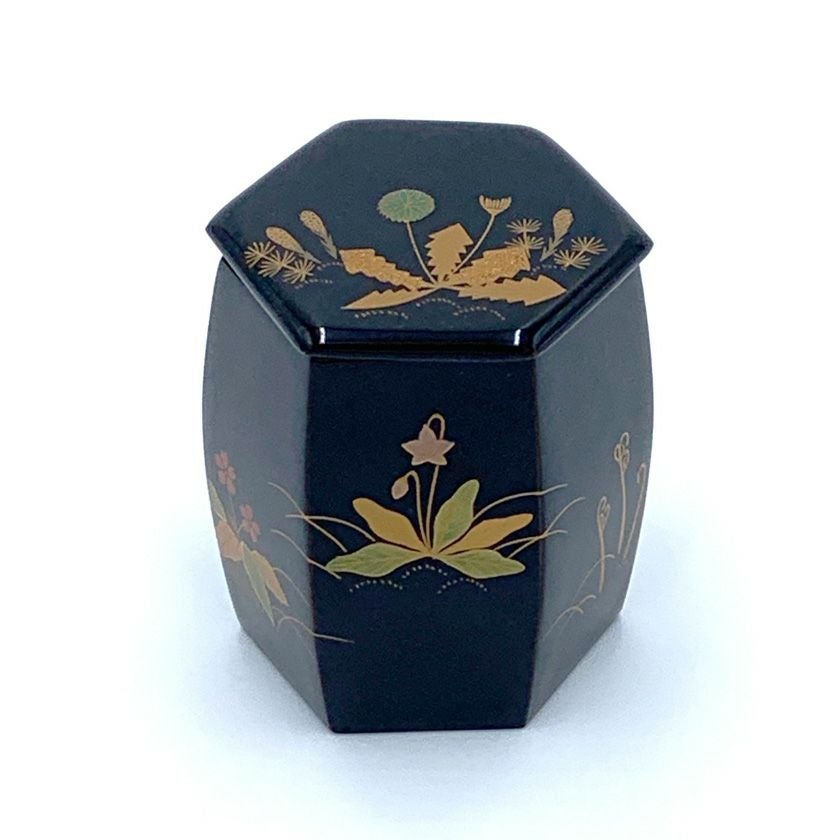 茶道具 茶器（ちゃき） 六角茶器 春草蒔絵 塚本 規義 | 千年の香り 千紀園