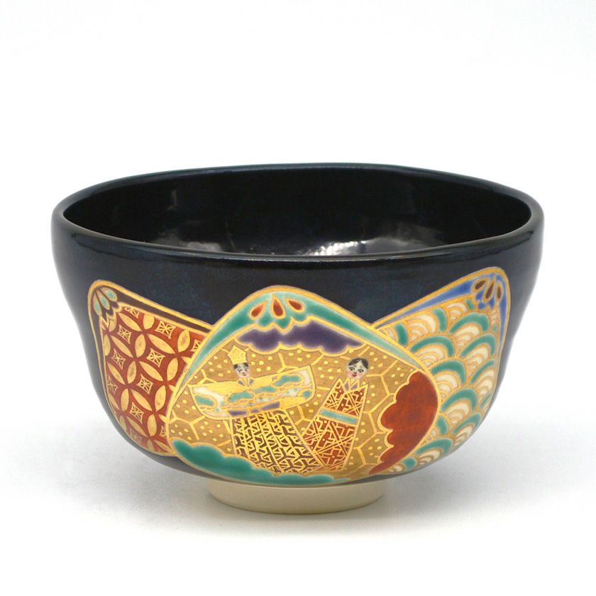 茶道具 抹茶茶碗（まっちゃちゃわん） 茶碗 黒仁清 貝合雛 小川 蘆舟 雛祭り ひな祭り 桃の節句 上巳の節句 抹茶茶碗は茶の湯文化である表千家・裏千家の茶道具や抹茶を専門に扱う千紀園（せんきえん）が通販で販売しています。茶会また初心者向けのお稽古用にご利用いただける抹茶碗です。贈り物・ギフトにも人気です。