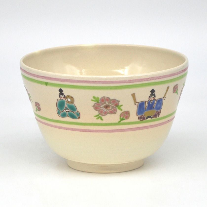茶道具 抹茶茶碗（まっちゃちゃわん） 茶碗 五人囃子 水出 宋絢 雛祭り ひな祭り 桃の節句 上巳の節句 抹茶茶碗は茶の湯文化である表千家・裏千家の茶道具や抹茶を専門に扱う千紀園（せんきえん）が通販で販売しています。茶会また初心者向けのお稽古用にご利用いただける抹茶碗です。贈り物・ギフトにも人気です。