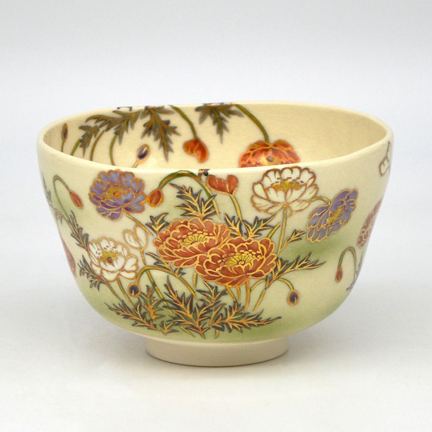 茶道具 抹茶茶碗（まっちゃちゃわん） 茶碗 仁清 雛罌粟（ヒナゲシ） 富永 玄山 抹茶茶碗は茶の湯文化である表千家・裏千家の茶道具や抹茶を専門に扱う千紀園（せんきえん）が通販で販売しています。茶会また初心者向けのお稽古用にご利用いただける抹茶碗です。贈り物・ギフトにも人気です。