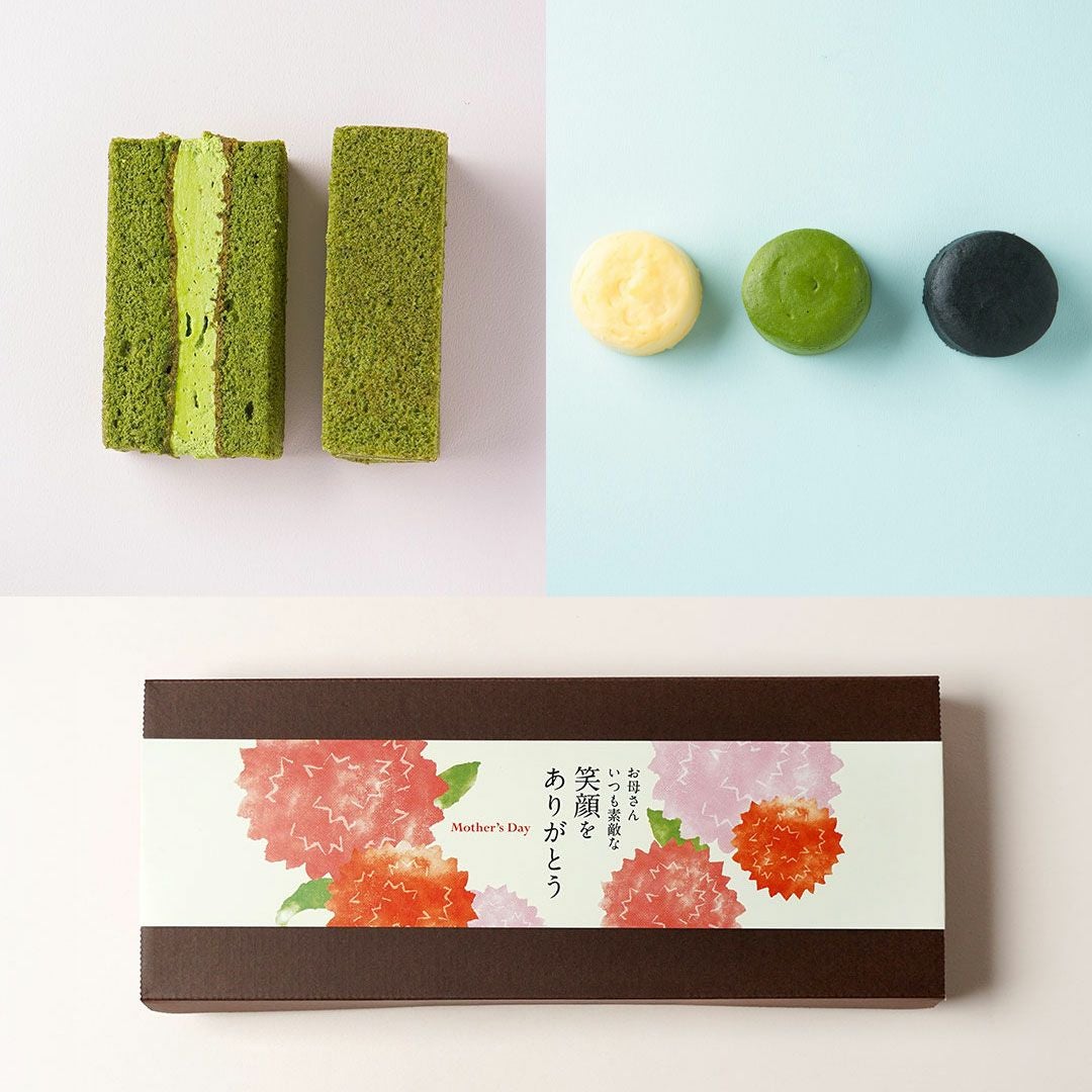 千紀園（せんきえん）の【母の日限定】宇治抹茶サンド2個と濃チーズケーキ6個詰合せ＜母の日帯付＞
