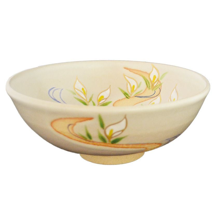 茶道具 平茶碗（ひらちゃわん） 色絵平茶碗 水芭蕉 八木 海峰 | 千年の