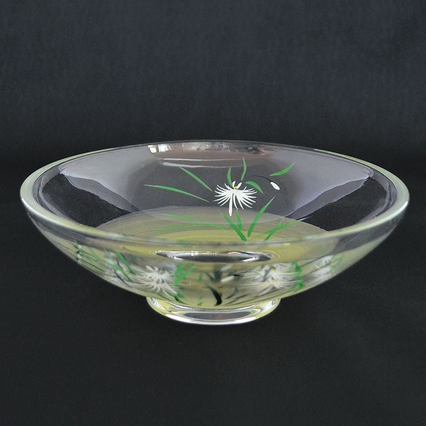 茶道具 平茶碗（ひらちゃわん） ガラス平茶碗 鷺草 【耐熱】 八木 海峰 抹茶茶碗は茶の湯文化である表千家・裏千家の茶道具や抹茶を専門に扱う千紀園（せんきえん）が通販で販売しています。茶会また初心者向けのお稽古用にご利用いただける抹茶碗です。贈り物・ギフトにも人気です。