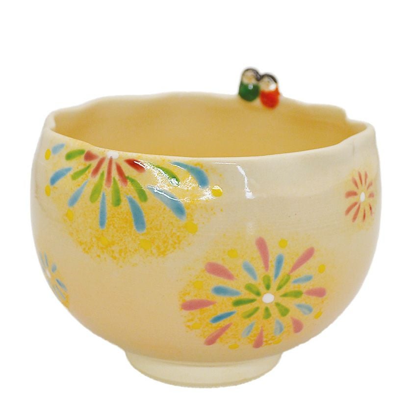 九谷萌春　夏用茶碗「花火」 茶道具 抹茶茶碗（まっちゃちゃわん） 京焼 色絵茶碗 花火 竹中 洸祥