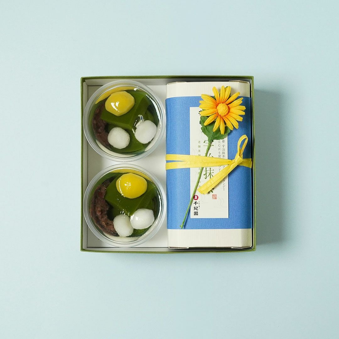 千紀園（せんきえん）の【父の日限定】宇治抹茶ゼリー2個と宇治抹茶とブランデーのパウンドケーキ