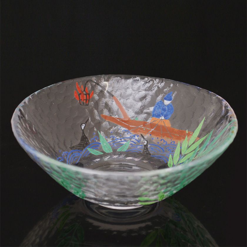 茶道具 平茶碗（ひらちゃわん） ガラス平茶碗 鵜飼 【耐熱】 松本 明日香 抹茶茶碗は茶の湯文化である表千家・裏千家の茶道具や抹茶を専門に扱う千紀園（せんきえん）が通販で販売しています。茶会また初心者向けのお稽古用にご利用いただける抹茶碗です。贈り物・ギフトにも人気です。