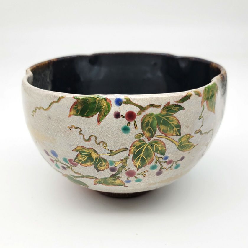 茶道具 抹茶茶碗（まっちゃちゃわん） 茶碗 灰釉 掛分 野葡萄 中村 良二