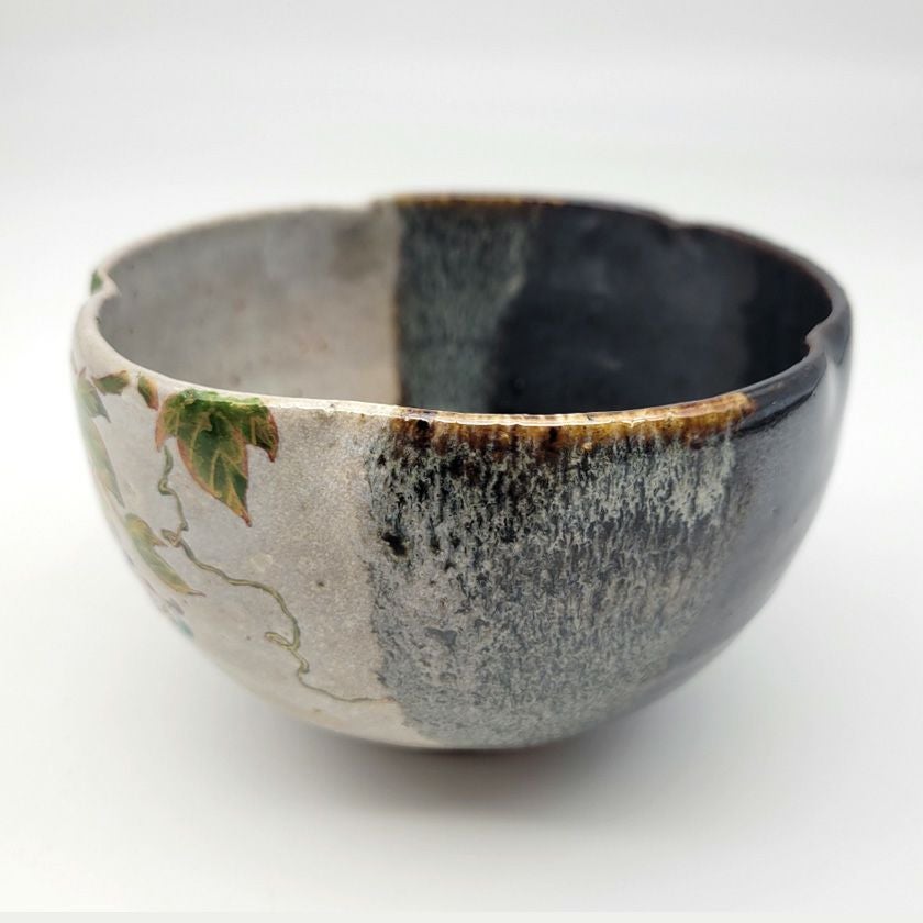 茶道具 抹茶茶碗（まっちゃちゃわん） 茶碗 灰釉 掛分 野葡萄 中村 良二