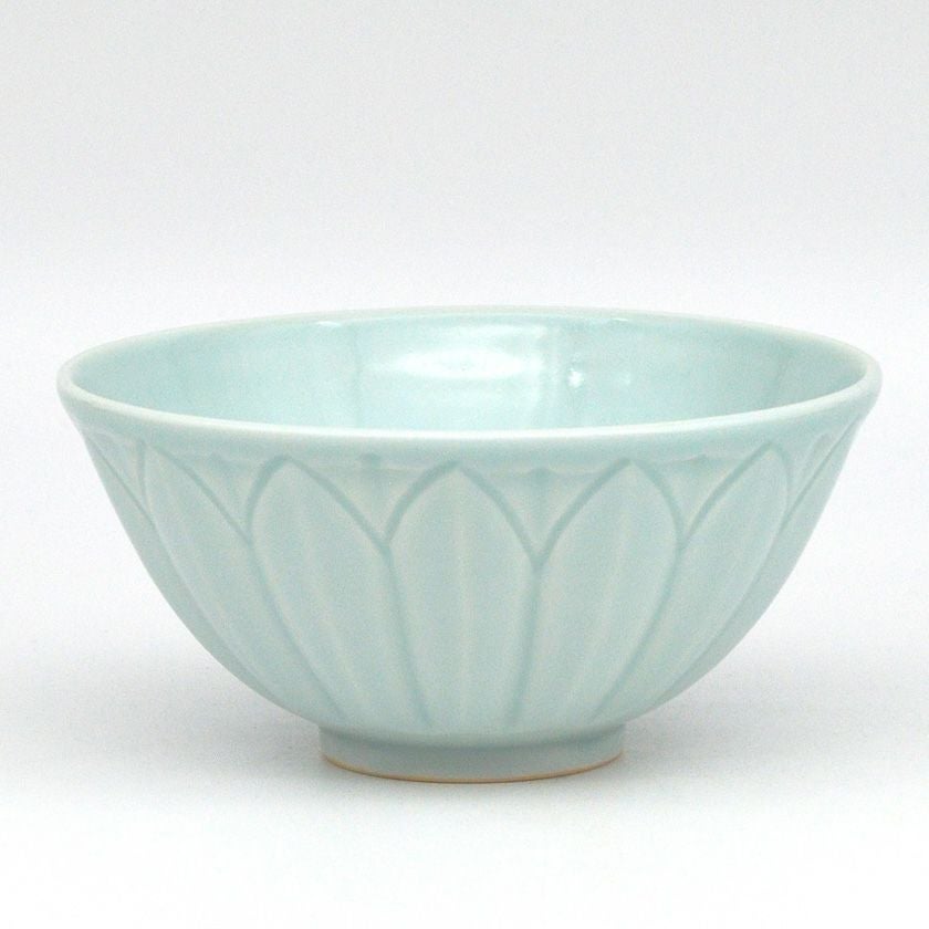 茶道具 抹茶茶碗（まっちゃちゃわん） 茶碗 青磁刻花蓮弁文 今岡 妙見