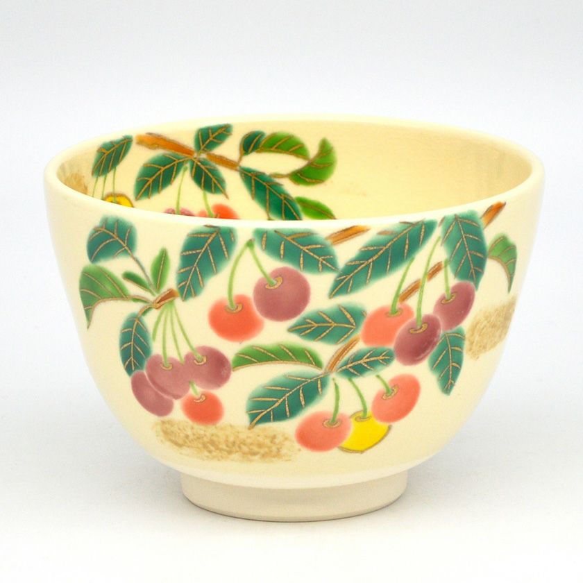 【茶碗　仁清　さくらんぼ】加藤永真　紙箱 茶道具 抹茶茶碗（まっちゃちゃわん） 茶碗 仁清 さくらんぼ 加藤 永真