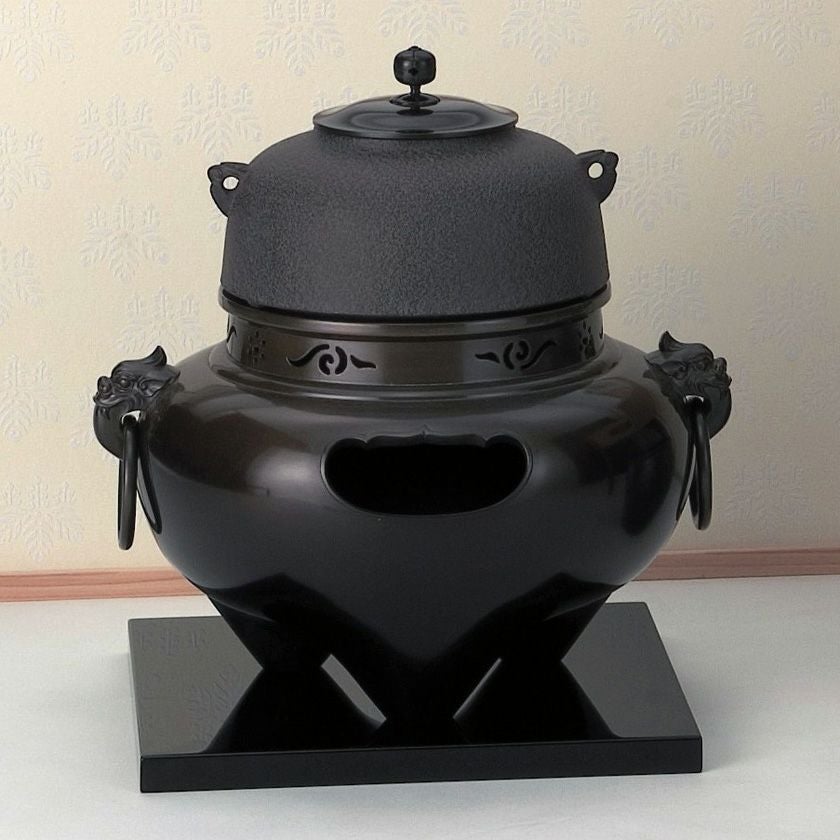 茶道具  風炉釜 茶道具 風炉釜 風炉用釜 鶴首 佐藤清光作 釜鐶付き 唐人帽子 釜環付き
