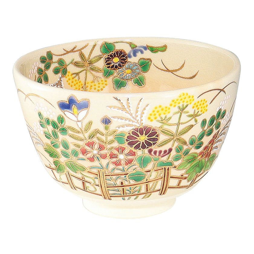 茶道具 抹茶茶碗（まっちゃちゃわん） 茶碗 色絵 秋草 加藤 悠楽