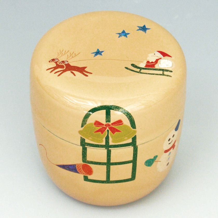 茶道具 薄茶器（うすちゃき） 白塗中棗 クリスマス蒔絵 佐々木 麗峰