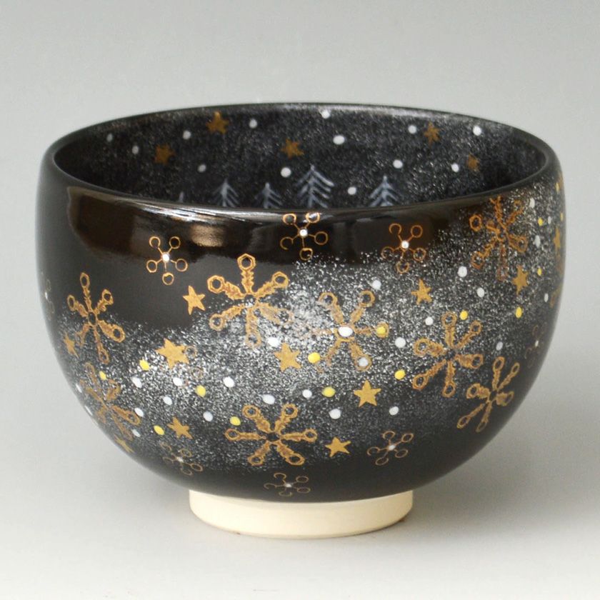 c980 抹茶碗 宮永東山 茶道具 合わせ箱 茶道具 抹茶茶碗 東山深山 色絵 収穫祭（縁付）