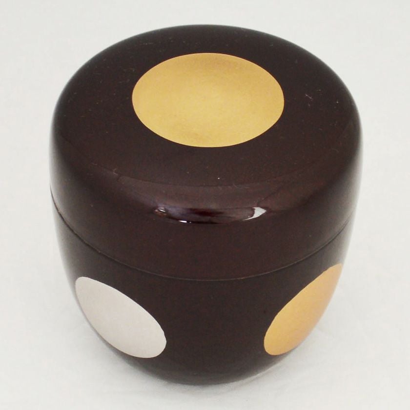 茶道具 薄茶器（うすちゃき） 溜塗中棗 日月蒔絵（内梨子地）樹脂製