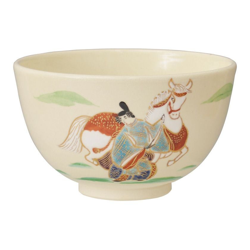 茶道具 抹茶茶碗（まっちゃちゃわん） 茶碗 色絵 白馬節会 今岡 都 干支 午（うま、馬） 抹茶茶碗は茶の湯文化である表千家・裏千家の茶道具や抹茶を専門に扱う千紀園（せんきえん）が通販で販売しています。茶会また初心者向けのお稽古用にご利用いただける抹茶碗です。贈り物・ギフトにも人気です。