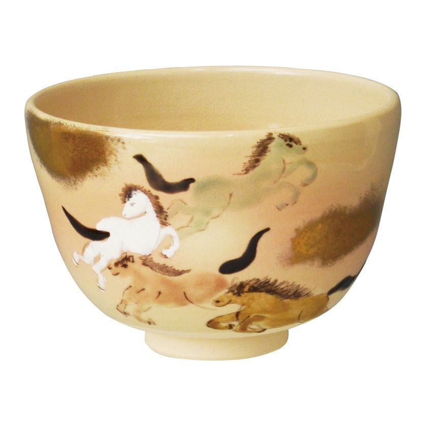 茶道具 抹茶茶碗（まっちゃちゃわん） 茶碗 色絵 駆馬 加藤 起楽 干支 午（うま、馬） 抹茶茶碗は茶の湯文化である表千家・裏千家の茶道具や抹茶を専門に扱う千紀園（せんきえん）が通販で販売しています。茶会また初心者向けのお稽古用にご利用いただける抹茶碗です。贈り物・ギフトにも人気です。