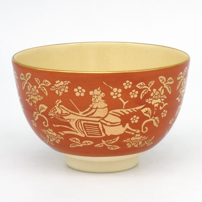 茶道具 抹茶茶碗（まっちゃちゃわん） 茶碗 朱金襴 騎馬 宮地 英香 干支 午（うま、馬） 抹茶茶碗は茶の湯文化である表千家・裏千家の茶道具や抹茶を専門に扱う千紀園（せんきえん）が通販で販売しています。茶会また初心者向けのお稽古用にご利用いただける抹茶碗です。贈り物・ギフトにも人気です。