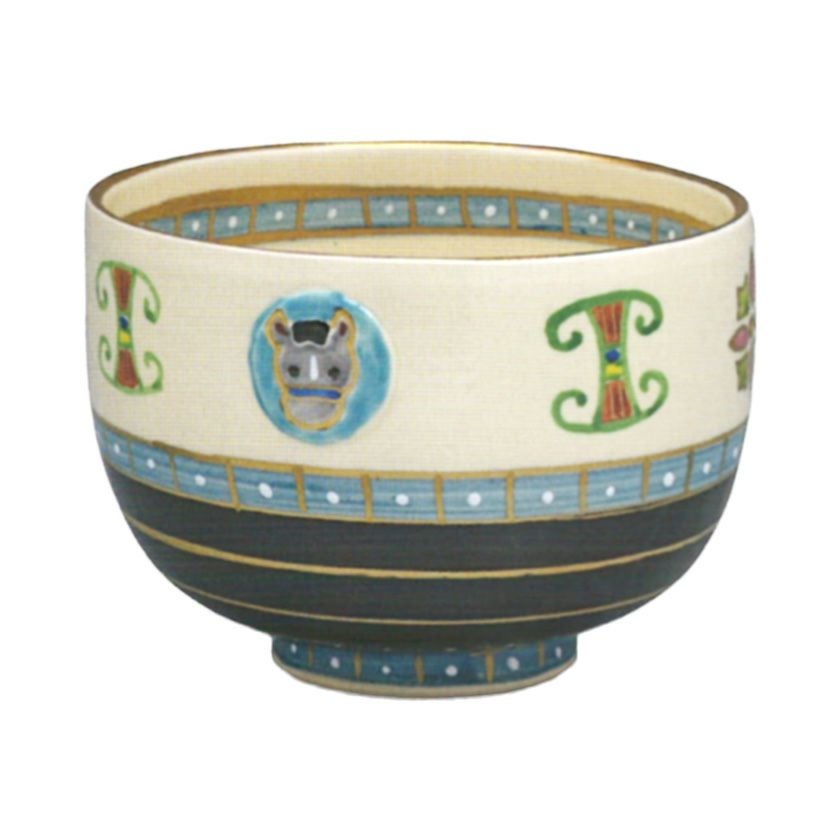 茶道具 抹茶茶碗（まっちゃちゃわん） エジプト文様 午 茶碗 田中 芳華 干支 午（うま、馬） 抹茶茶碗は茶の湯文化である表千家・裏千家の茶道具や抹茶を専門に扱う千紀園（せんきえん）が通販で販売しています。茶会また初心者向けのお稽古用にご利用いただける抹茶碗です。贈り物・ギフトにも人気です。