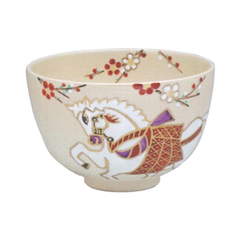 茶道具 抹茶茶碗（まっちゃちゃわん） 色絵 白馬 茶碗 中村 華峰 干支 午（うま、馬） 抹茶茶碗は茶の湯文化である表千家・裏千家の茶道具や抹茶を専門に扱う千紀園（せんきえん）が通販で販売しています。茶会また初心者向けのお稽古用にご利用いただける抹茶碗です。贈り物・ギフトにも人気です。