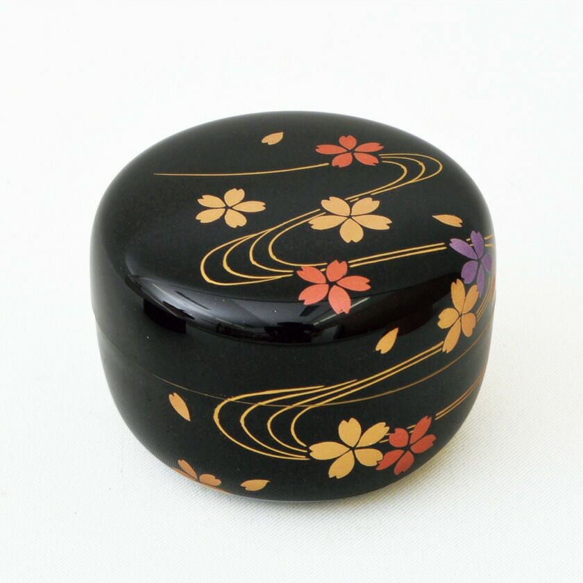 茶道具 棗（なつめ） 平棗 桜流水蒔絵（内梨子地） 【樹脂製】 東雲 