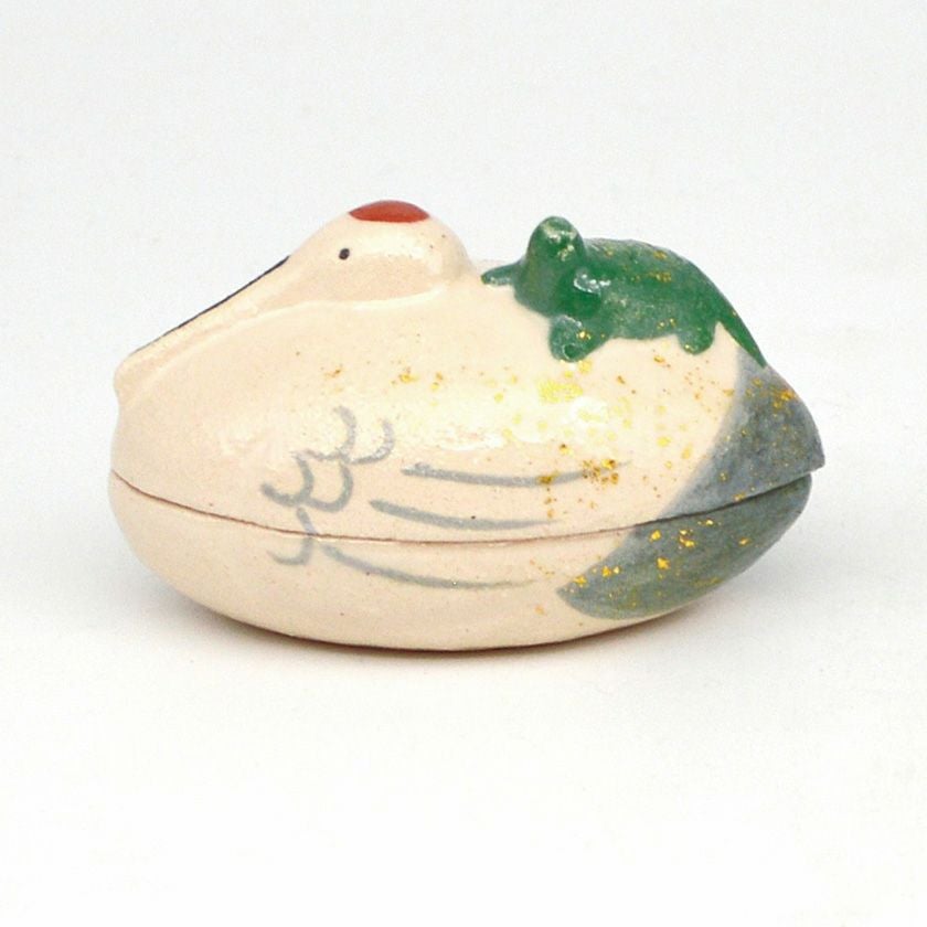茶道具 香合（こうごう） 香合 鶴亀 楽入窯