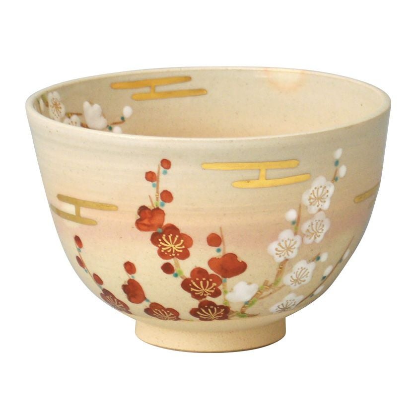 茶道具 抹茶茶碗（まっちゃちゃわん） 茶碗 色絵 金霞に紅白梅 東山 深山 抹茶茶碗は茶の湯文化である表千家・裏千家の茶道具や抹茶を専門に扱う千紀園（せんきえん）が通販で販売しています。茶会また初心者向けのお稽古用にご利用いただける抹茶碗です。贈り物・ギフトにも人気です。