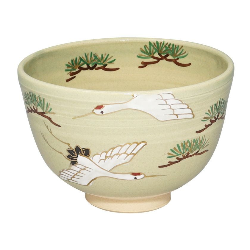 茶道具 抹茶茶碗（まっちゃちゃわん） 茶碗 色絵 松に鶴 東山 深山 抹茶茶碗は茶の湯文化である表千家・裏千家の茶道具や抹茶を専門に扱う千紀園（せんきえん）が通販で販売しています。茶会また初心者向けのお稽古用にご利用いただける抹茶碗です。贈り物・ギフトにも人気です。
