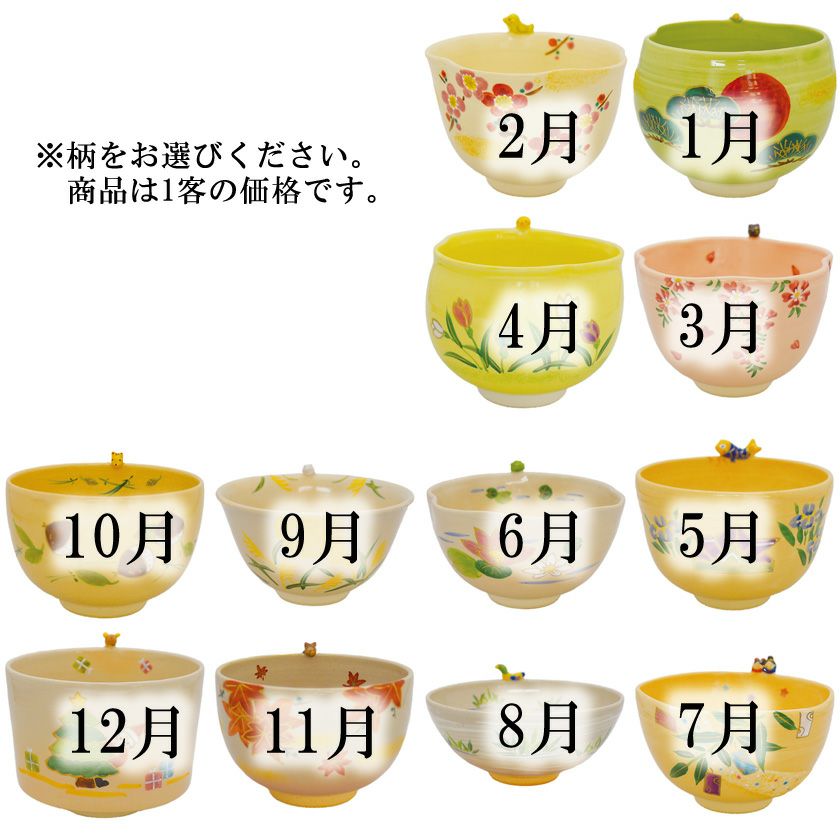 茶道具 抹茶茶碗（まっちゃちゃわん） 京焼 12ヶ月茶碗 竹中 洸祥 1月～