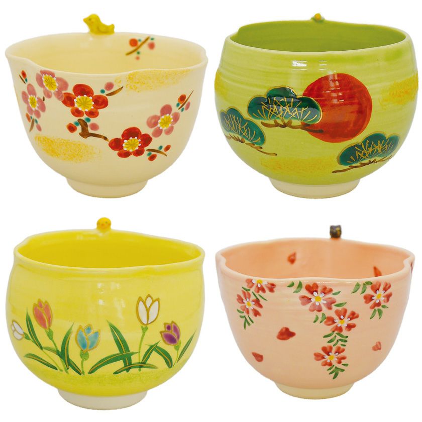 茶道具 抹茶茶碗（まっちゃちゃわん） 京焼 12ヶ月茶碗 竹中 洸祥　1月～12月から柄をお選びください。 抹茶茶碗は茶の湯文化である表千家・裏千家の茶道具や抹茶を専門に扱う千紀園（せんきえん）が通販で販売しています。茶会また初心者向けのお稽古用にご利用いただける抹茶碗です。贈り物・ギフトにも人気です。