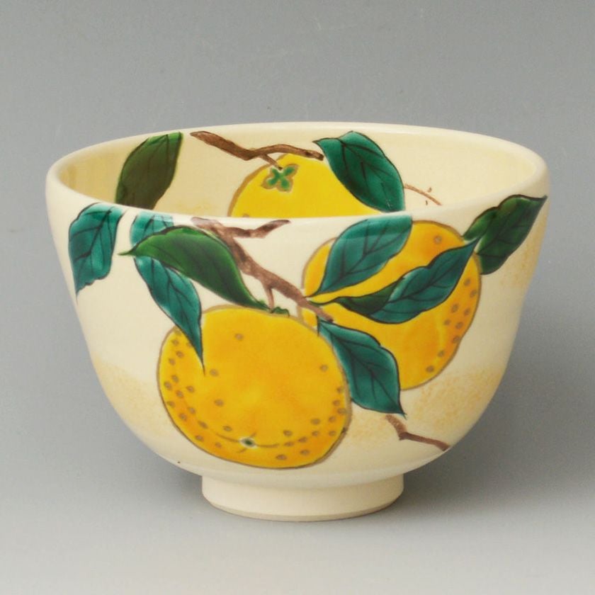 茶道具 抹茶茶碗（まっちゃちゃわん） 茶碗 色絵 柚子 加藤 永山