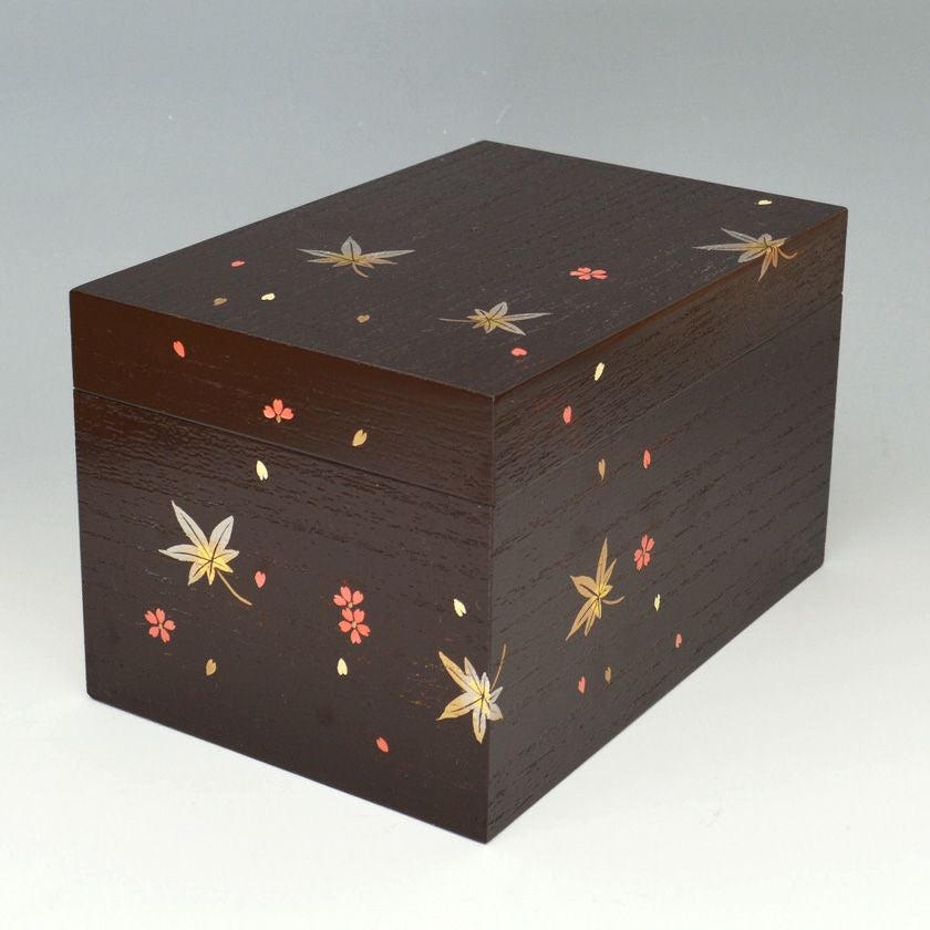茶道具 茶箱（ちゃばこ）セット 桐溜塗 春秋蒔絵茶箱セット（三点