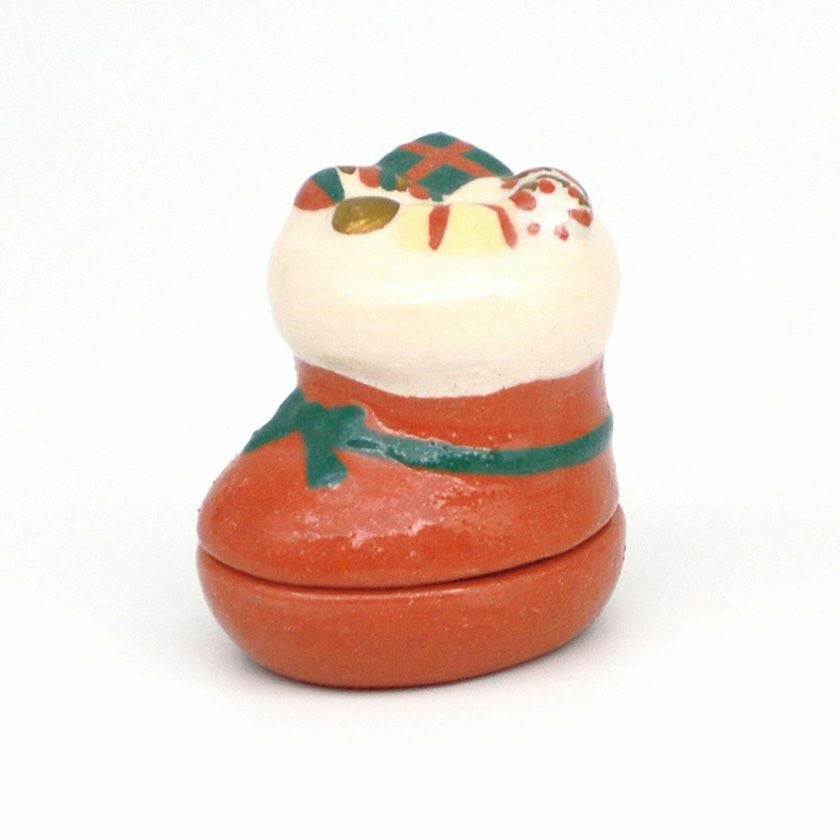 茶道具 香合（こうごう） 香合 クリスマスブーツ 楽入窯 クリスマス