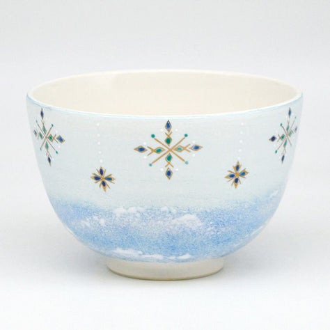 茶道具 抹茶茶碗（まっちゃちゃわん） 茶碗 白釉 瓔珞 雪結晶 山岡 善 