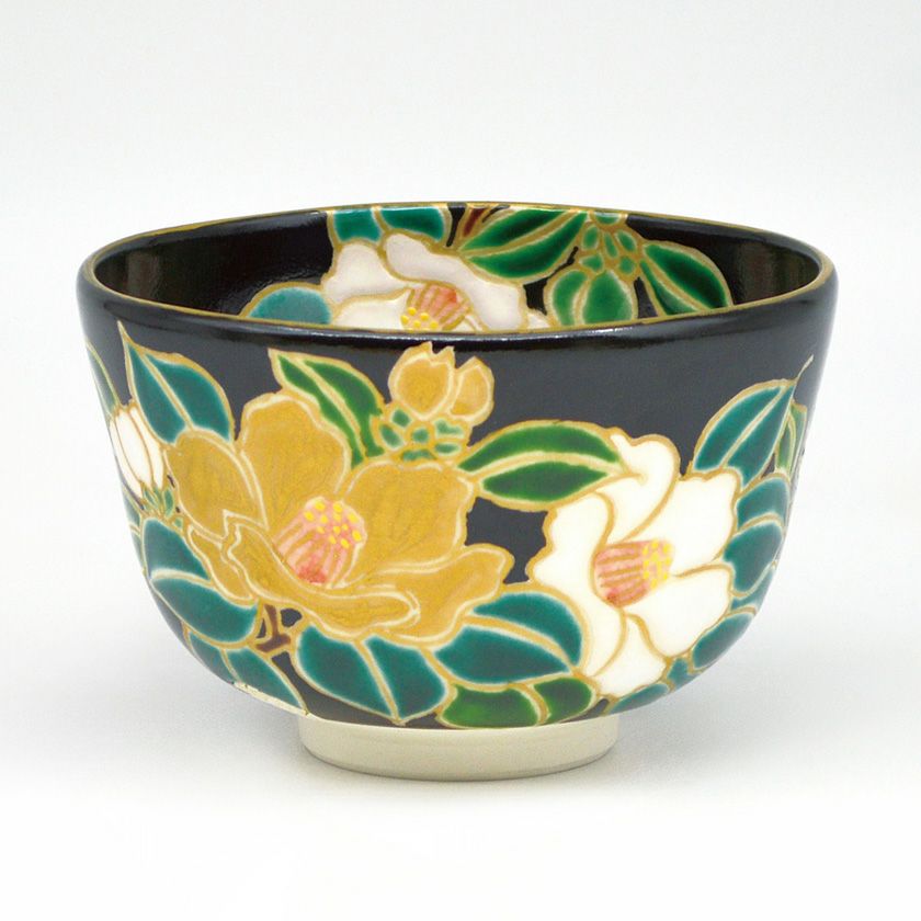 Ｔ２７８　茶碗　『森一蔵 作』　共箱　抹茶碗　茶道具 茶道具 抹茶茶碗（まっちゃちゃわん） 茶碗 黒仁清 椿 加藤 如水