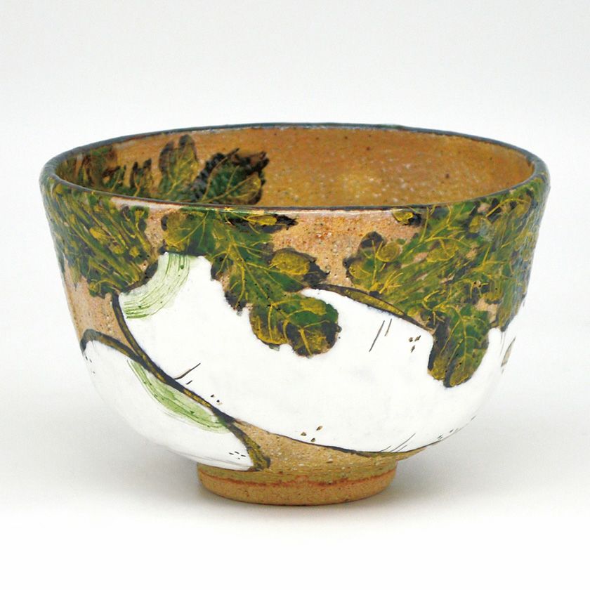 茶道具 抹茶茶碗(まっちゃちゃわん) 茶碗 灰釉 大根に蕪 中村 良二 茶道具 抹茶茶碗(まっちゃちゃわん) 茶碗 灰釉 大根に蕪 中村 良二