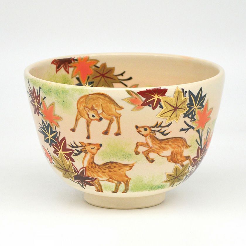 茶道具 抹茶茶碗（まっちゃちゃわん） 茶碗 御本 鹿に紅葉 水出 宋絢 抹茶茶碗は茶の湯文化である表千家・裏千家の茶道具や抹茶を専門に扱う千紀園（せんきえん）が通販で販売しています。茶会また初心者向けのお稽古用にご利用いただける抹茶碗です。贈り物・ギフトにも人気です。