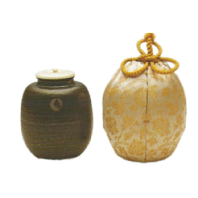 茶道具 茶入（ちゃいれ） 大名物写 有明 茶入 蓋 仕覆：東山裂 笹田 有