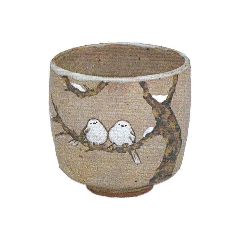 【茶道具】【新品美品】中村良二造　灰秞小昼顔絵茶碗　　　（共箱）○ 茶道具 抹茶茶碗 灰釉 鷺草 中村良二作 箆目 茶道 : 茶道具いまや静香