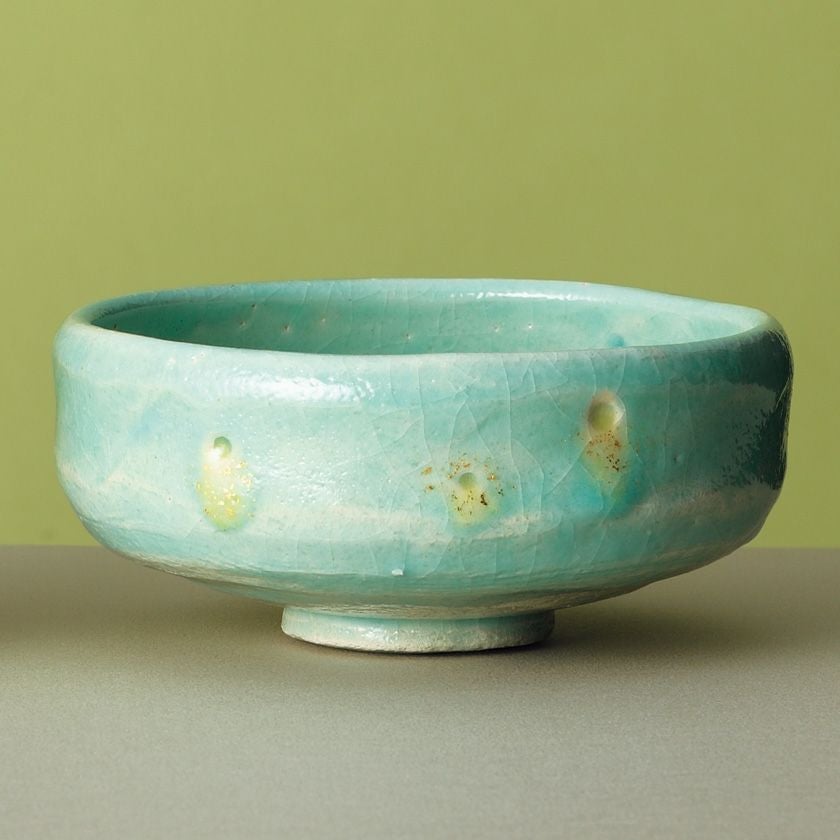 茶道具 平茶碗（ひらちゃわん） 季節茶碗 淡青釉馬盥 蛍手 吉村 楽