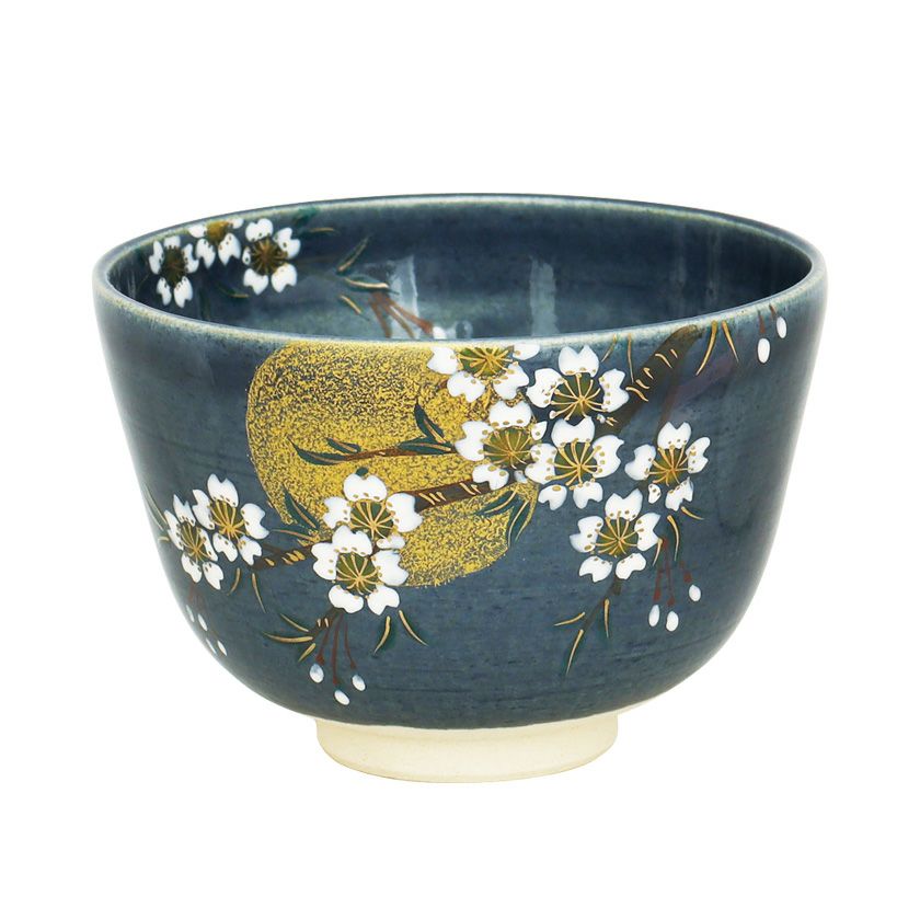 茶道具 抹茶茶碗（まっちゃちゃわん） 茶碗 紺釉 月に桜 東山 深山 抹茶茶碗は茶の湯文化である表千家・裏千家の茶道具や抹茶を専門に扱う千紀園（せんきえん）が通販で販売しています。茶会また初心者向けのお稽古用にご利用いただける抹茶碗です。贈り物・ギフトにも人気です。