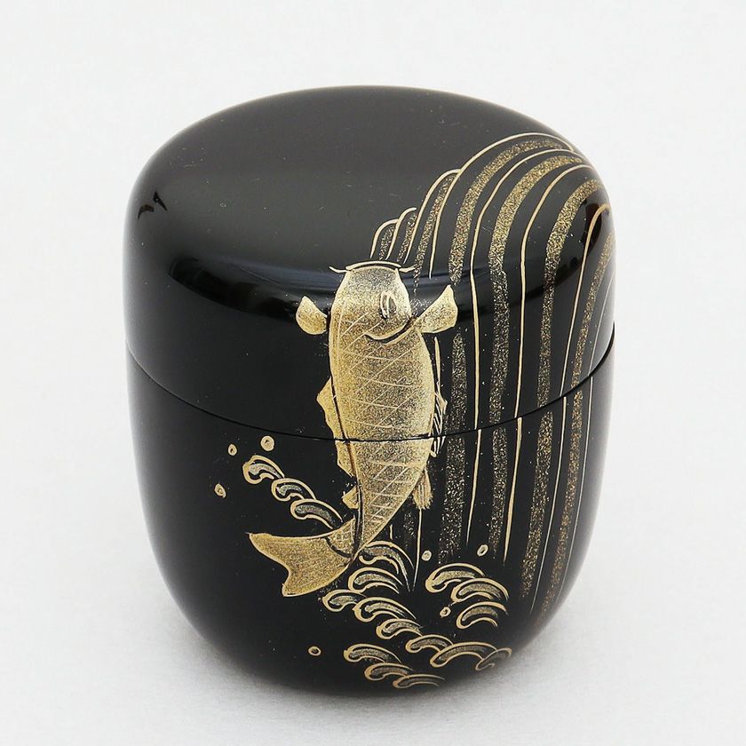 茶道具 薄茶器（うすちゃき） 中棗 鯉の滝登蒔絵 佐々木 麗峰 端午の