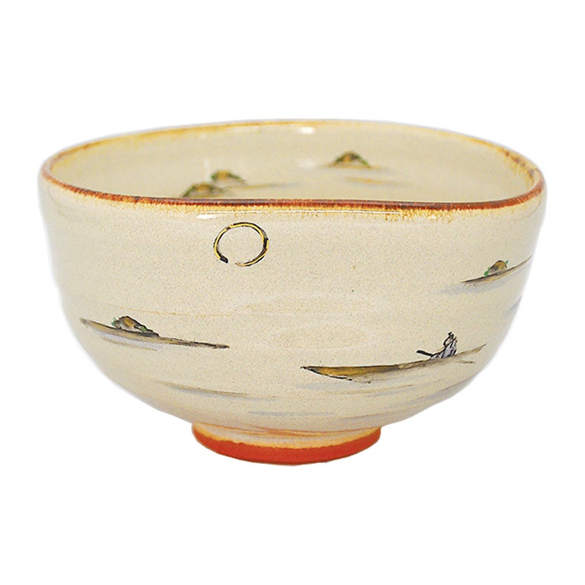 茶道具 抹茶茶碗（まっちゃちゃわん） 灰釉 茶碗 舟に月 中村 良二