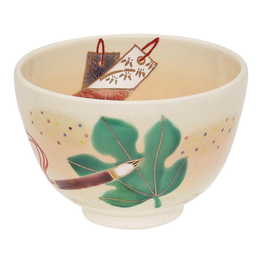 茶道具 抹茶茶碗（まっちゃちゃわん） 茶碗 色絵 短冊 加藤 起楽 七夕