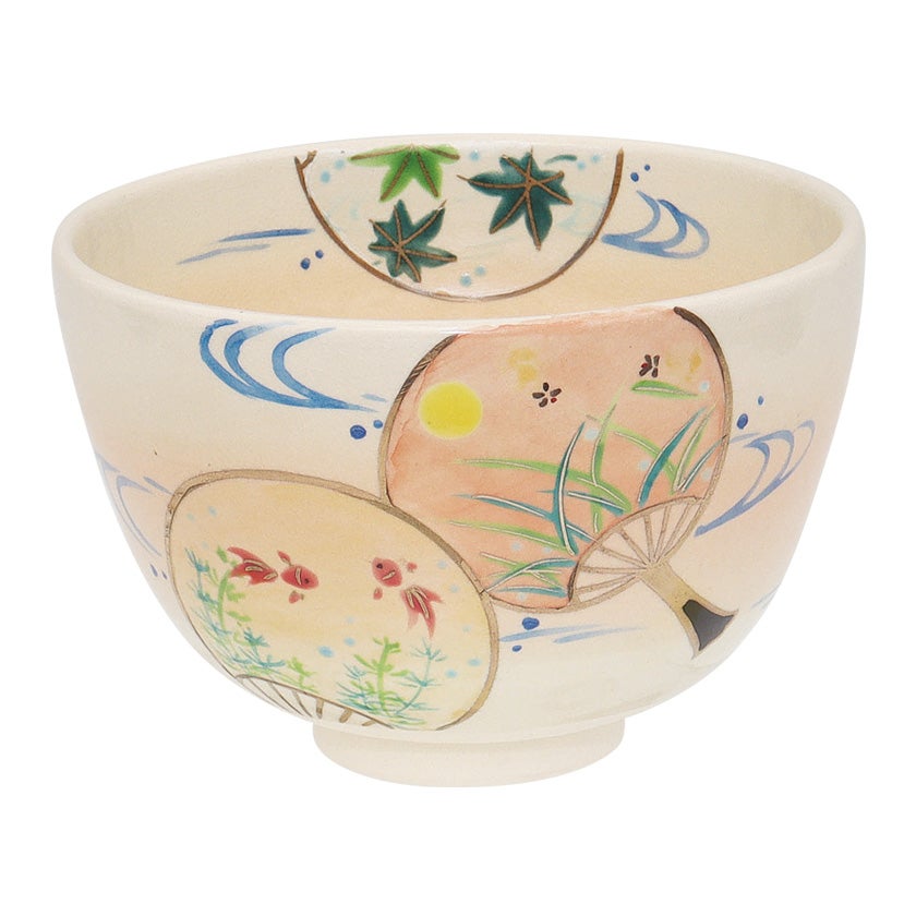 茶道具 抹茶茶碗（まっちゃちゃわん） 茶碗 色絵 団扇 加藤 起楽