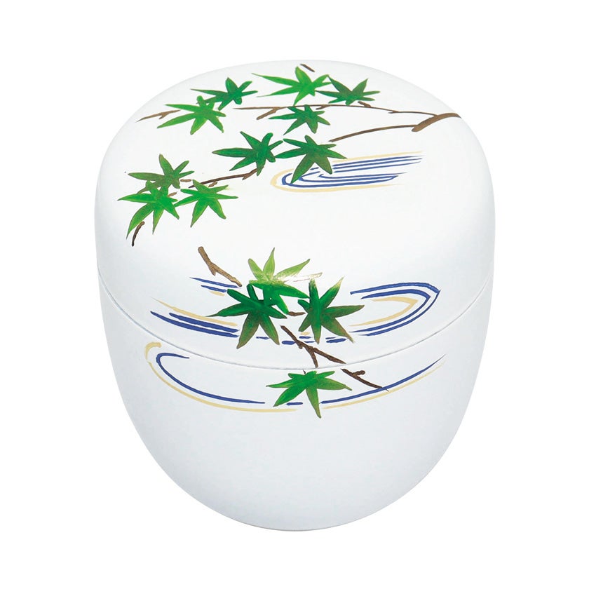 茶道具 薄茶器（うすちゃき） 白塗中棗 青楓流水蒔絵 樹脂製 東雲