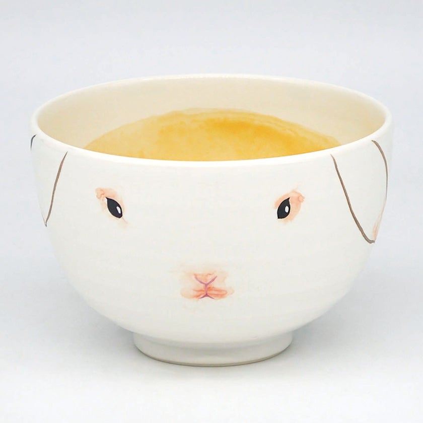 茶道具 抹茶茶碗（まっちゃちゃわん） 茶碗 白釉 月うさぎ 山岡 善高