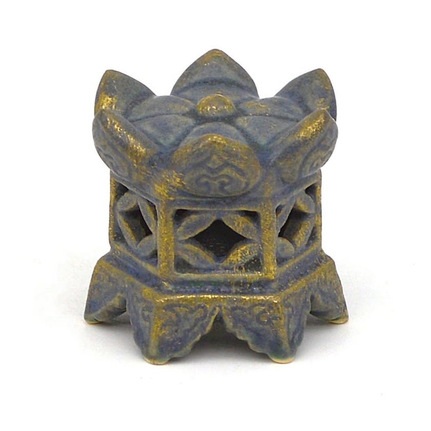 Ｎ６４２　蓋置　『印度産』『仕覆付』『佛器水杯蓋置』『宮田掃庵箱』　共箱　茶道具 茶道具 蓋置（ふたおき） 蓋置 釣灯籠 今岡 三四郎
