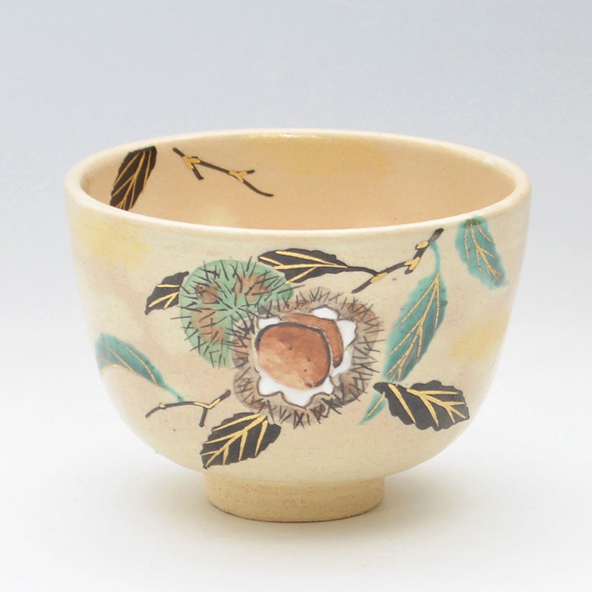 茶道具 抹茶茶碗（まっちゃちゃわん） 茶碗 色絵 栗 八木 海峰